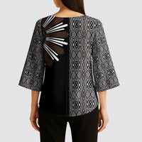 Mabuhay Philippines Festival Kimono Sleeve Blouse Araw Tnalak Modern Filipiniana Inspired