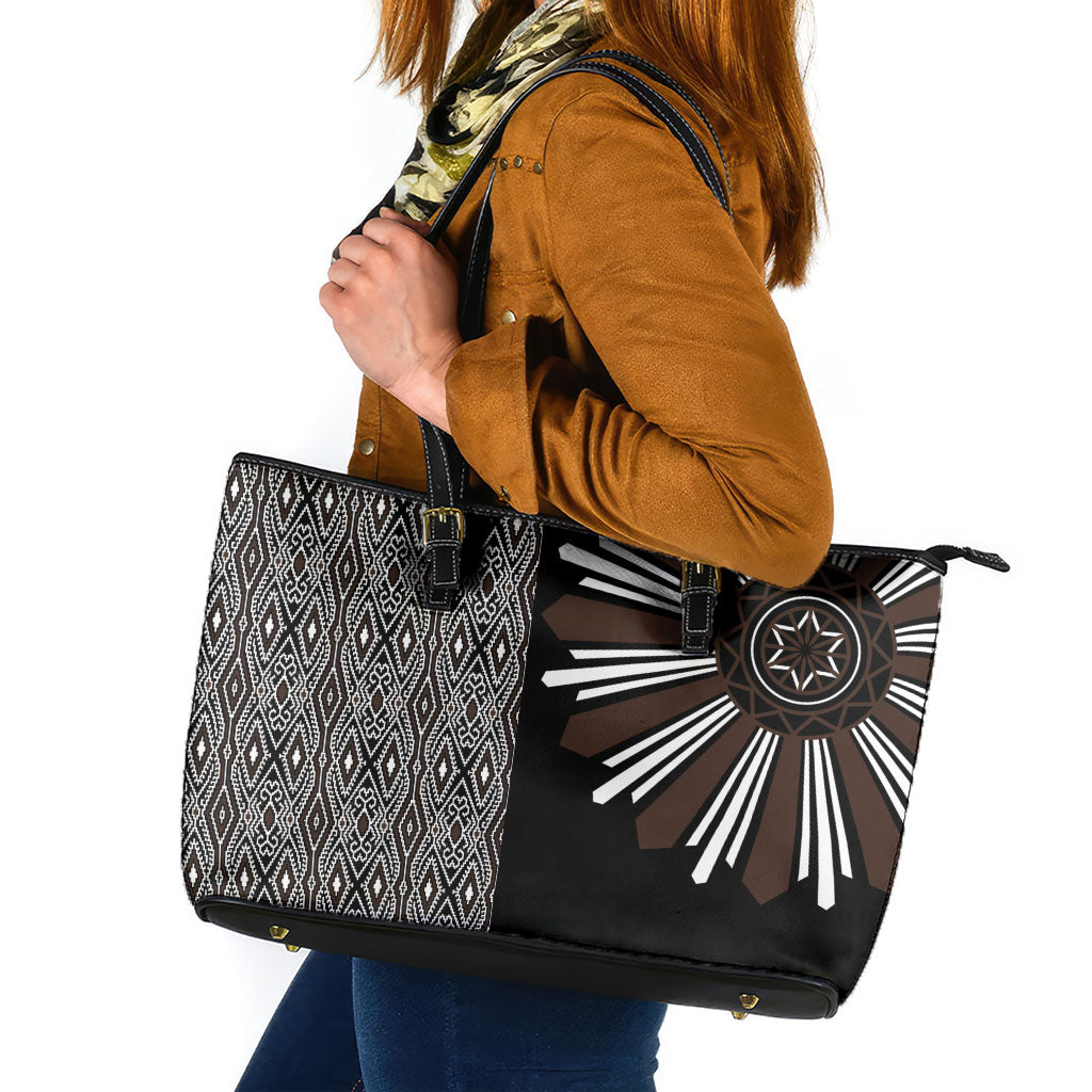 Mabuhay Philippines Festival Leather Tote Bag Araw Tnalak Modern Filipiniana Inspired