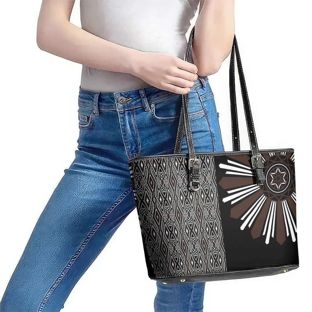 Mabuhay Philippines Festival Leather Tote Bag Araw Tnalak Modern Filipiniana Inspired