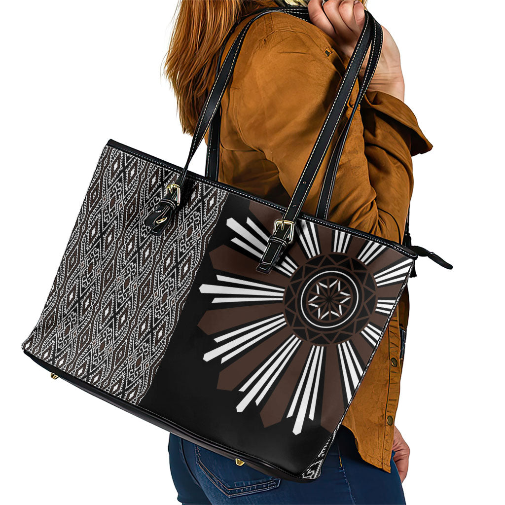 Mabuhay Philippines Festival Leather Tote Bag Araw Tnalak Modern Filipiniana Inspired