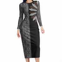 Mabuhay Philippines Festival Long Sleeve Bodycon Dress Araw Tnalak Modern Filipiniana Inspired