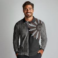 Mabuhay Philippines Festival Long Sleeve Polo Shirt Araw Tnalak Modern Filipiniana Inspired