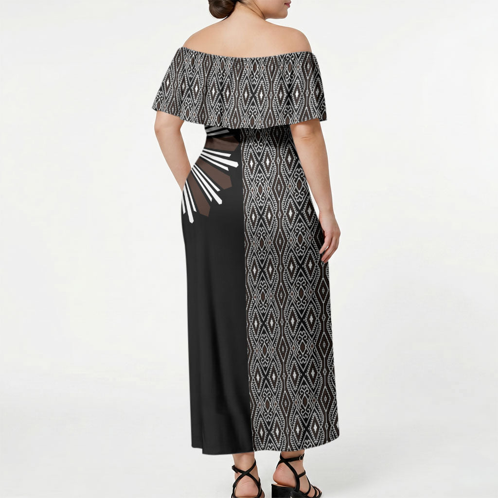 Mabuhay Philippines Festival Off Shoulder Maxi Dress Araw Tnalak Modern Filipiniana Inspired