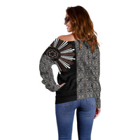 Mabuhay Philippines Festival Off Shoulder Sweater Araw Tnalak Modern Filipiniana Inspired