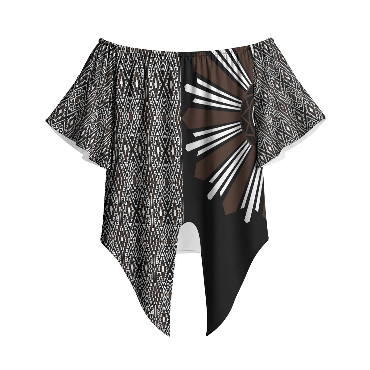 Mabuhay Philippines Festival Off Shoulder Wrap Waist Top Araw Tnalak Modern Filipiniana Inspired
