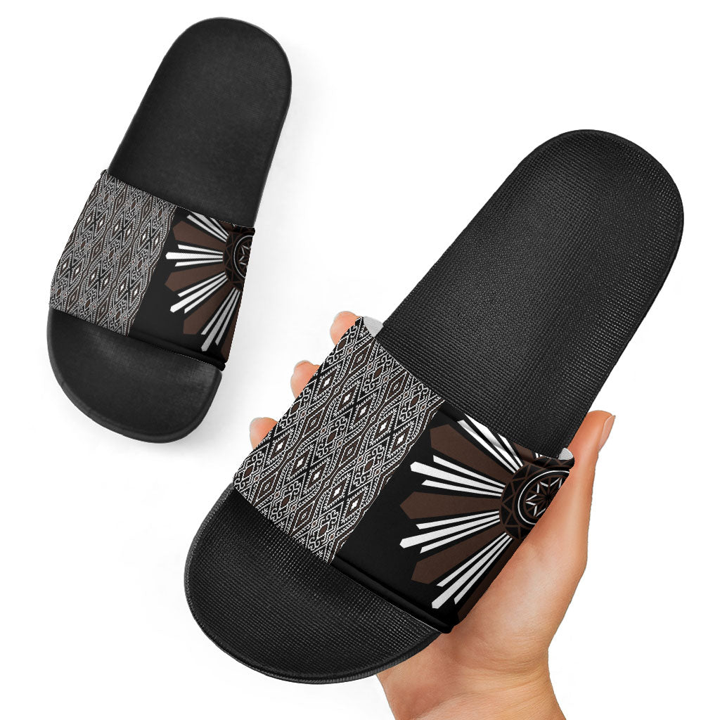 Mabuhay Philippines Festival Slide Sandals Araw Tnalak Modern Filipiniana Inspired
