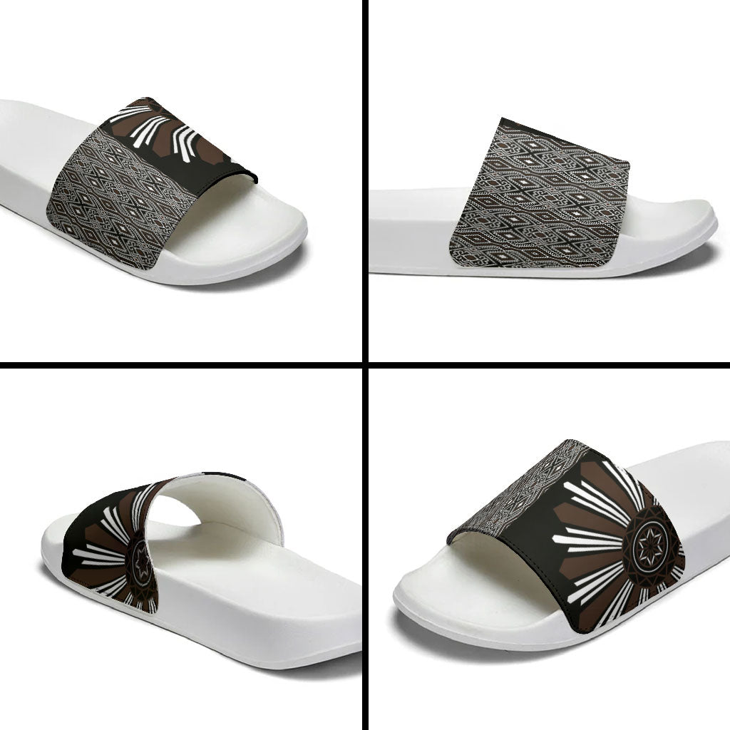 Mabuhay Philippines Festival Slide Sandals Araw Tnalak Modern Filipiniana Inspired