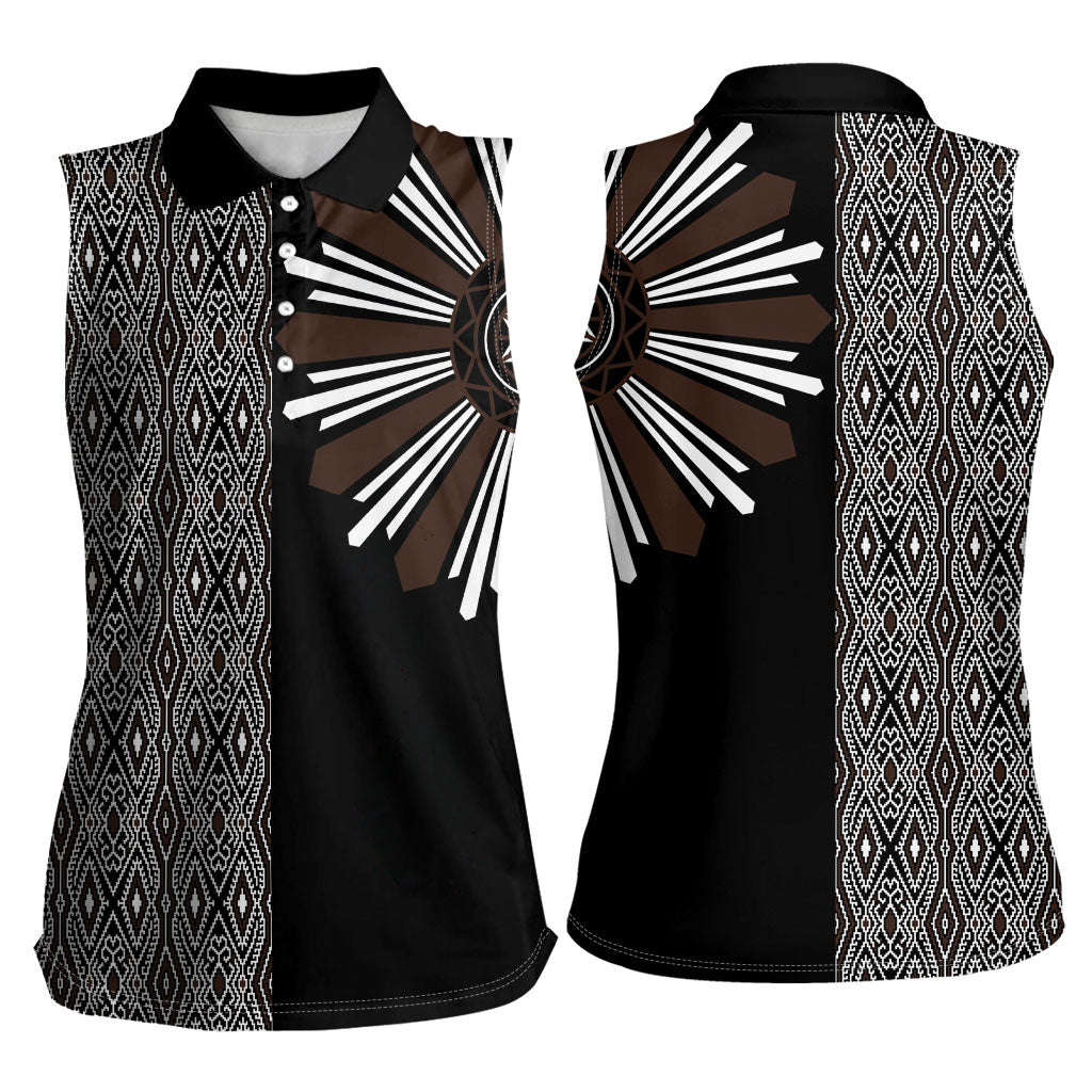 Mabuhay Philippines Festival Women Sleeveless Polo Shirt Araw Tnalak Modern Filipiniana Inspired