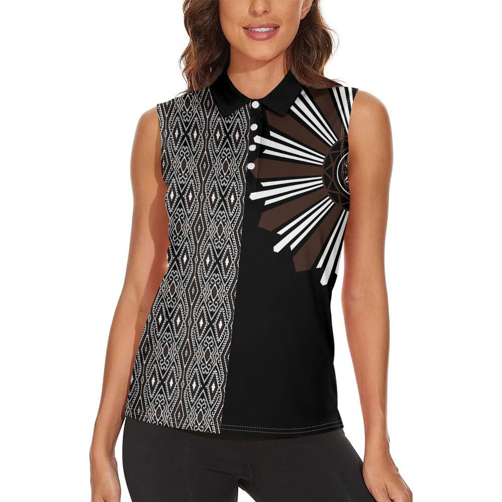 Mabuhay Philippines Festival Women Sleeveless Polo Shirt Araw Tnalak Modern Filipiniana Inspired