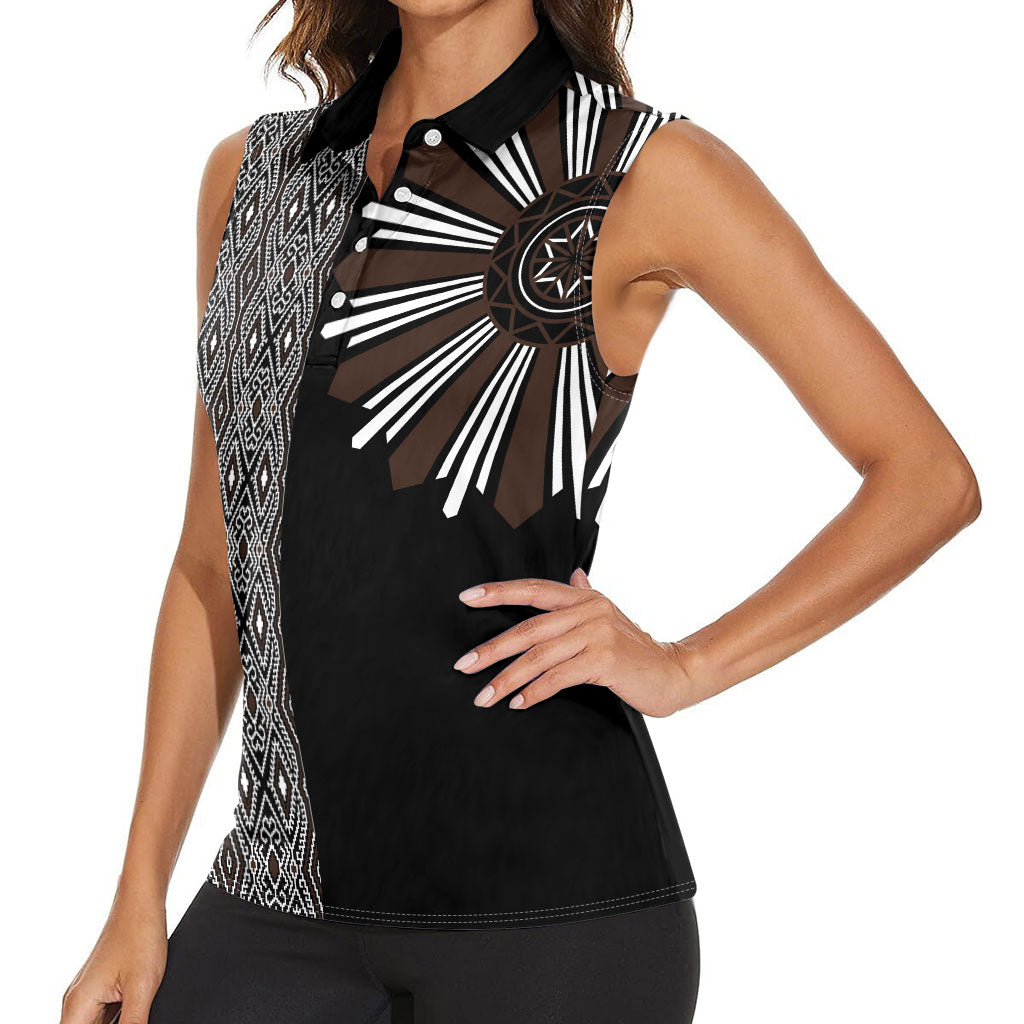 Mabuhay Philippines Festival Women Sleeveless Polo Shirt Araw Tnalak Modern Filipiniana Inspired