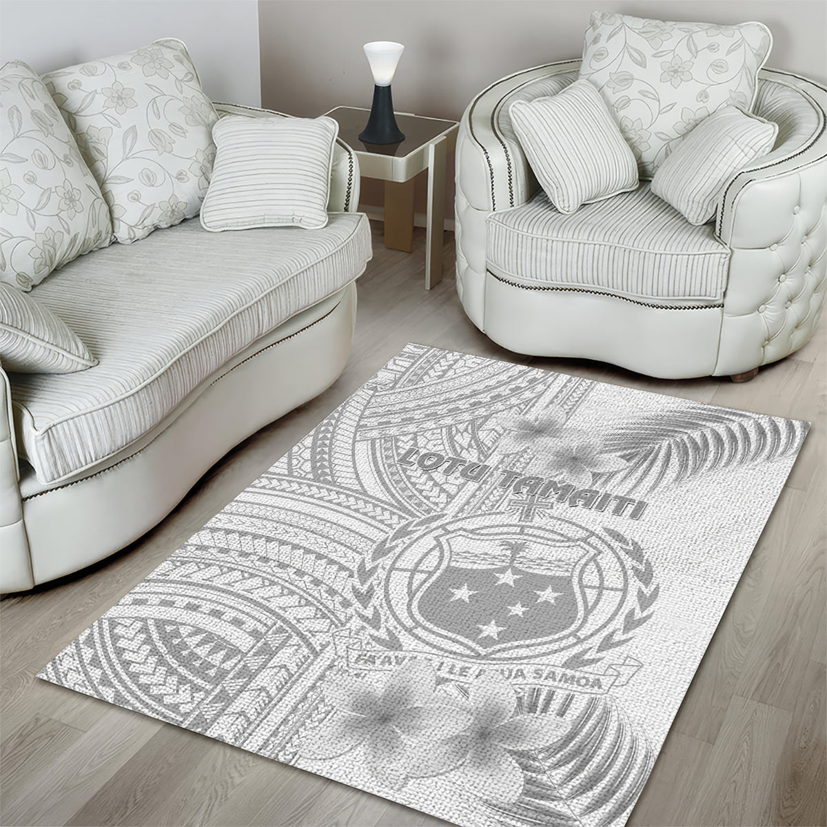 Samoa White Sunday Area Rug Manuia le Aso Sa o Tamaiti Polynesian Plumeria - Wonder Print Shop