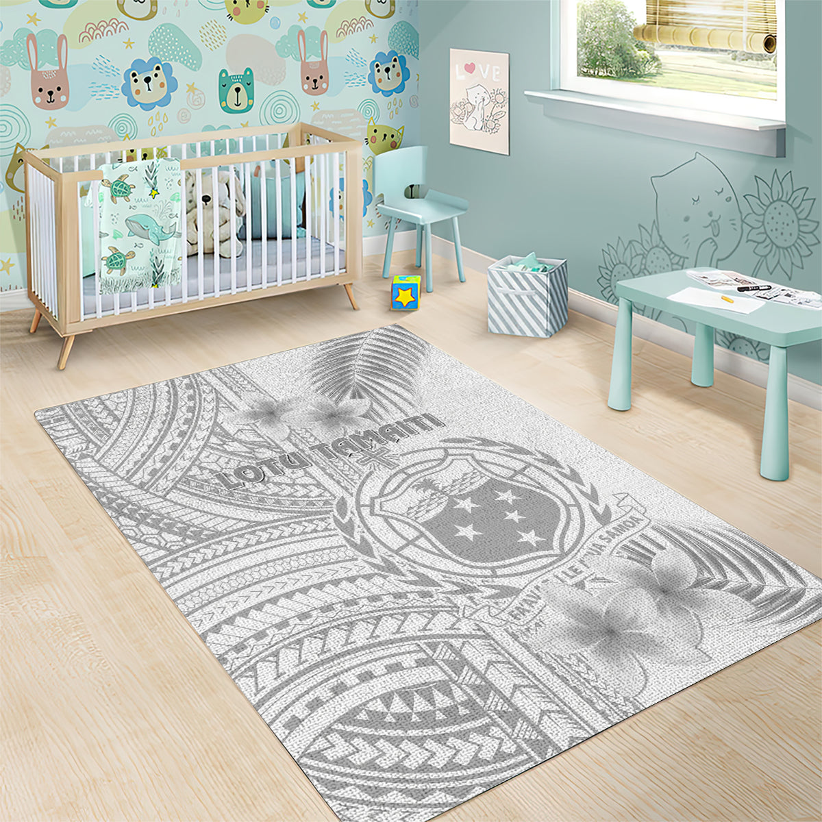 Samoa White Sunday Area Rug Manuia le Aso Sa o Tamaiti Polynesian Plumeria - Wonder Print Shop