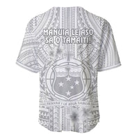 Samoa White Sunday Baseball Jersey Manuia le Aso Sa o Tamaiti Polynesian Plumeria - Wonder Print Shop