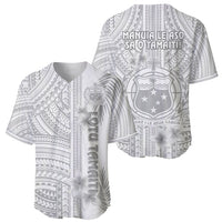 Samoa White Sunday Baseball Jersey Manuia le Aso Sa o Tamaiti Polynesian Plumeria - Wonder Print Shop