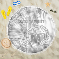 Samoa White Sunday Beach Blanket Manuia le Aso Sa o Tamaiti Polynesian Plumeria - Wonder Print Shop