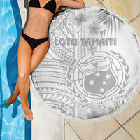 Samoa White Sunday Beach Blanket Manuia le Aso Sa o Tamaiti Polynesian Plumeria - Wonder Print Shop