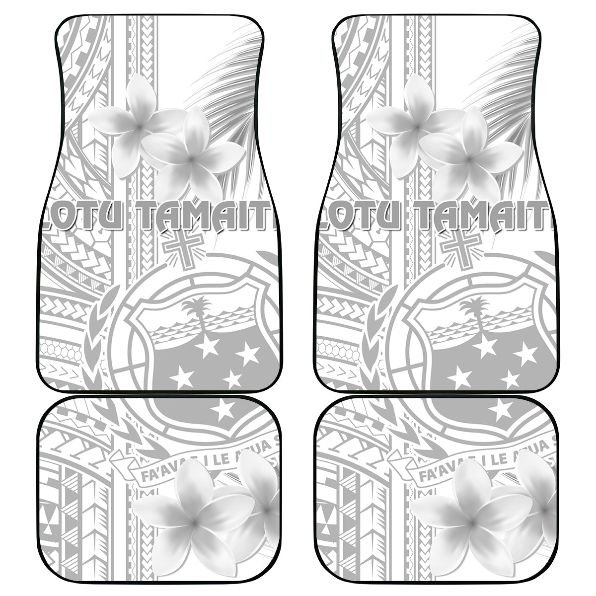 Samoa White Sunday Car Mats Manuia le Aso Sa o Tamaiti Polynesian Plumeria - Wonder Print Shop