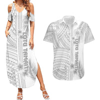 Samoa White Sunday Couples Matching Summer Maxi Dress and Hawaiian Shirt Manuia le Aso Sa o Tamaiti Polynesian Plumeria - Wonder Print Shop