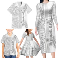 Samoa White Sunday Family Matching Long Sleeve Bodycon Dress and Hawaiian Shirt Manuia le Aso Sa o Tamaiti Polynesian Plumeria - Wonder Print Shop