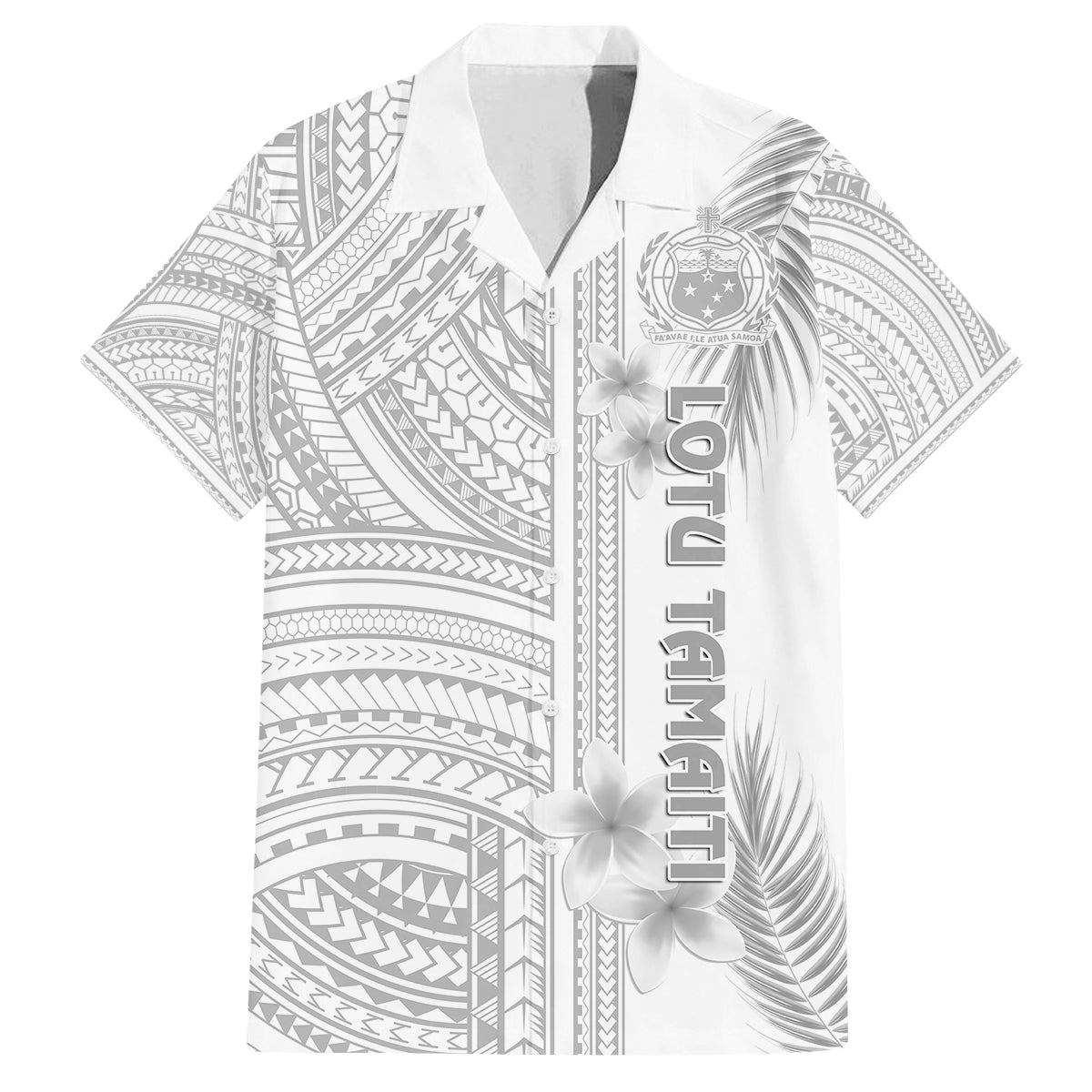 Samoa White Sunday Family Matching Off Shoulder Short Dress and Hawaiian Shirt Manuia le Aso Sa o Tamaiti Polynesian Plumeria - Wonder Print Shop