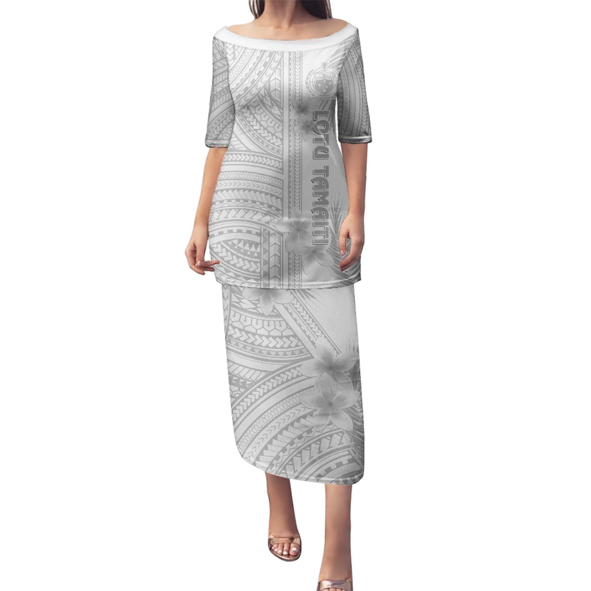 Samoa White Sunday Family Matching Puletasi Dress and Hawaiian Shirt Manuia le Aso Sa o Tamaiti Polynesian Plumeria - Wonder Print Shop