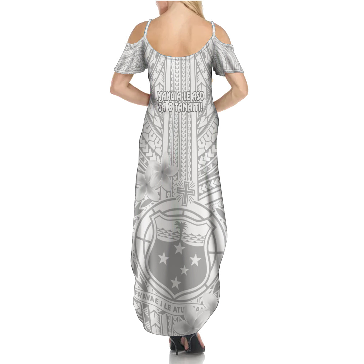 Samoa White Sunday Family Matching Summer Maxi Dress and Hawaiian Shirt Manuia le Aso Sa o Tamaiti Polynesian Plumeria - Wonder Print Shop