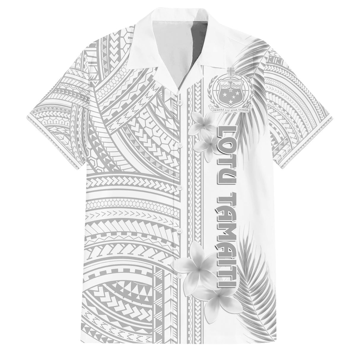 Samoa White Sunday Hawaiian Shirt Manuia le Aso Sa o Tamaiti Polynesian Plumeria - Wonder Print Shop