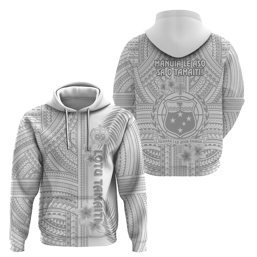 Samoa White Sunday Hoodie Manuia le Aso Sa o Tamaiti Polynesian Plumeria - Wonder Print Shop