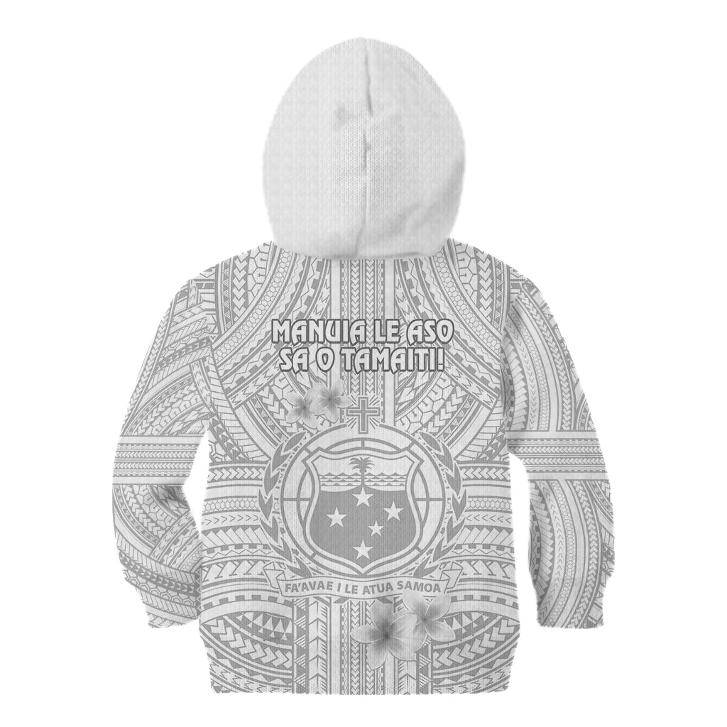 Samoa White Sunday Kid Hoodie Manuia le Aso Sa o Tamaiti Polynesian Plumeria - Wonder Print Shop