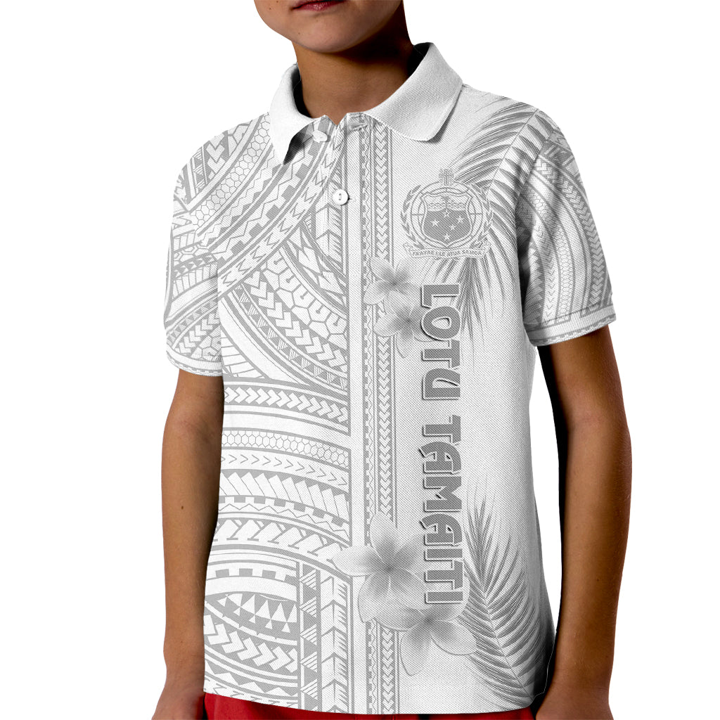 Samoa White Sunday Kid Polo Shirt Manuia le Aso Sa o Tamaiti Polynesian Plumeria - Wonder Print Shop