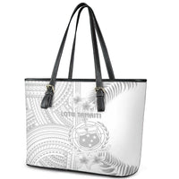 Samoa White Sunday Leather Tote Bag Manuia le Aso Sa o Tamaiti Polynesian Plumeria - Wonder Print Shop