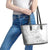 Samoa White Sunday Leather Tote Bag Manuia le Aso Sa o Tamaiti Polynesian Plumeria - Wonder Print Shop