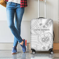 Samoa White Sunday Luggage Cover Manuia le Aso Sa o Tamaiti Polynesian Plumeria - Wonder Print Shop