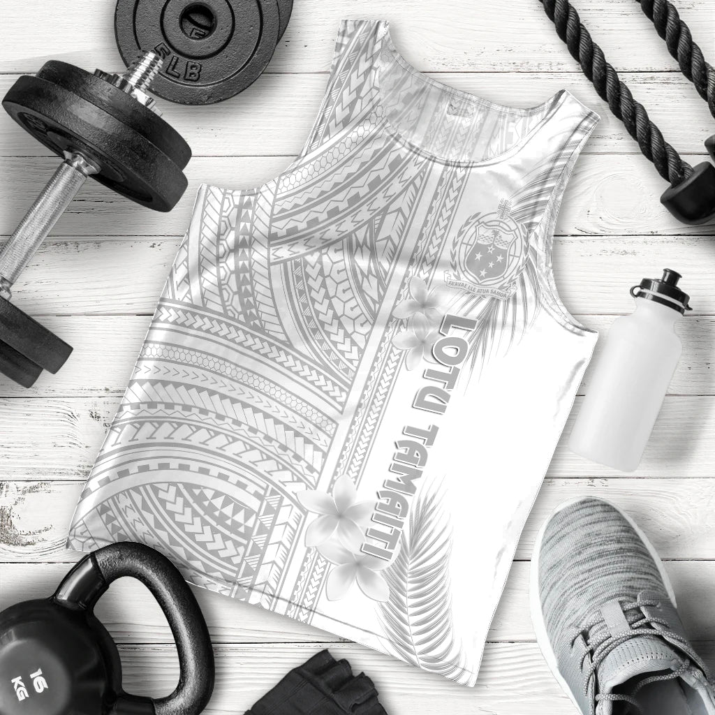 Samoa White Sunday Men Tank Top Manuia le Aso Sa o Tamaiti Polynesian Plumeria - Wonder Print Shop