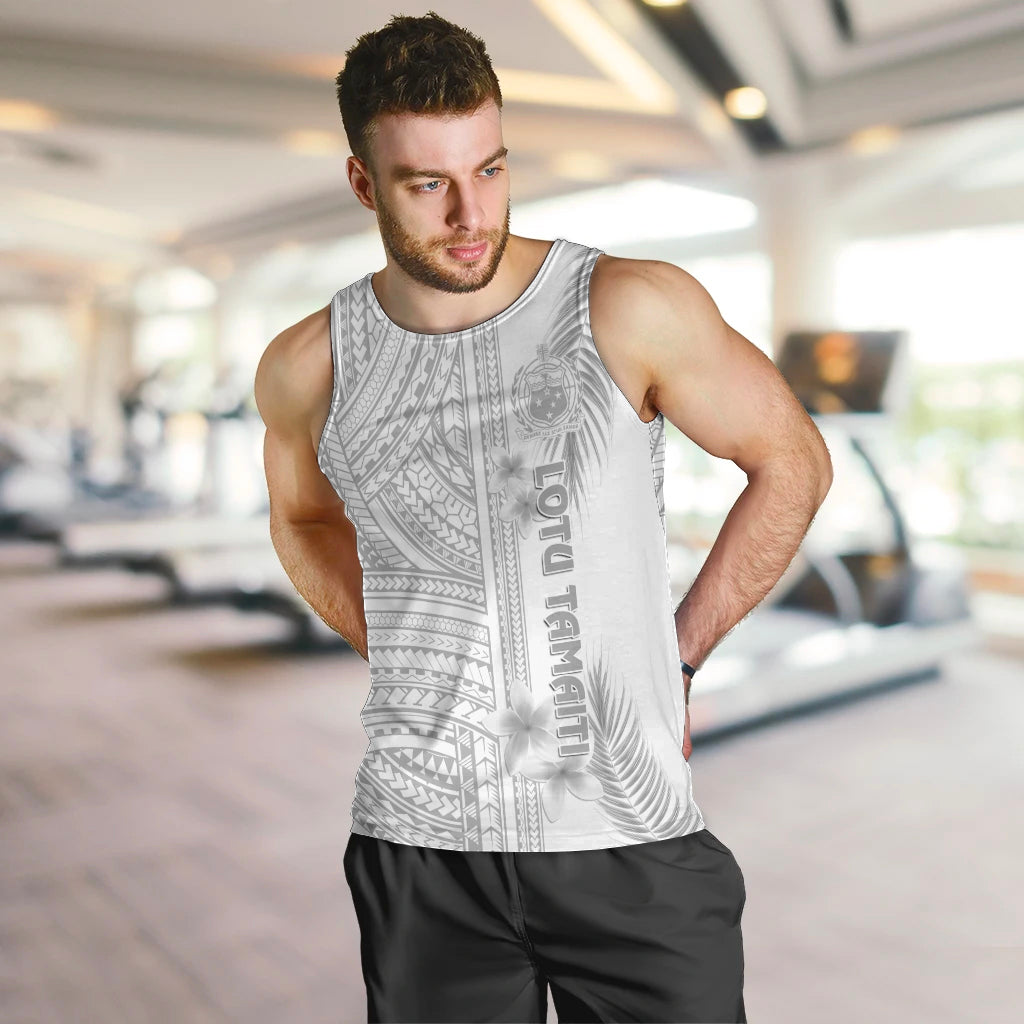 Samoa White Sunday Men Tank Top Manuia le Aso Sa o Tamaiti Polynesian Plumeria - Wonder Print Shop