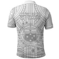 Samoa White Sunday Polo Shirt Manuia le Aso Sa o Tamaiti Polynesian Plumeria - Wonder Print Shop