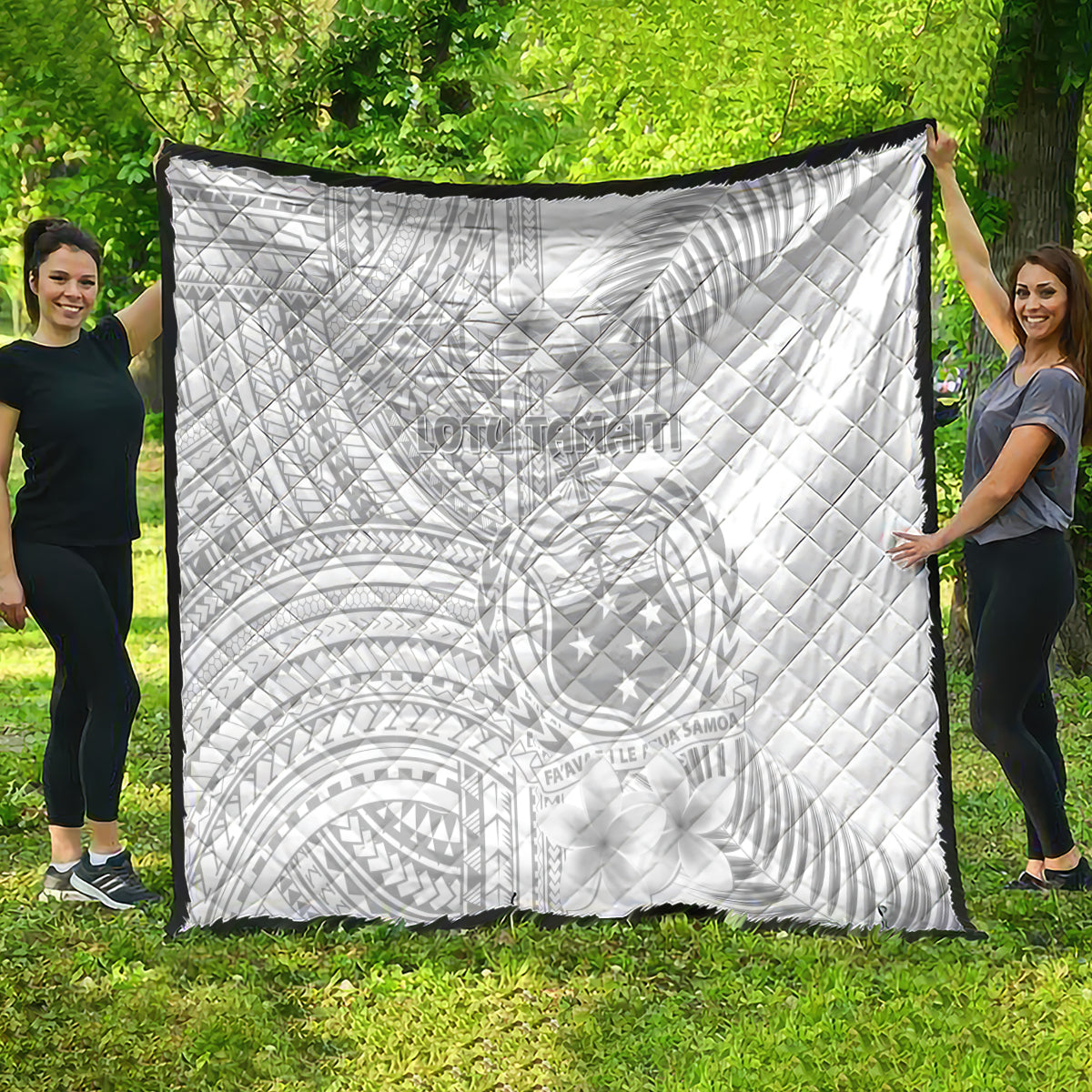 Samoa White Sunday Quilt Manuia le Aso Sa o Tamaiti Polynesian Plumeria - Wonder Print Shop