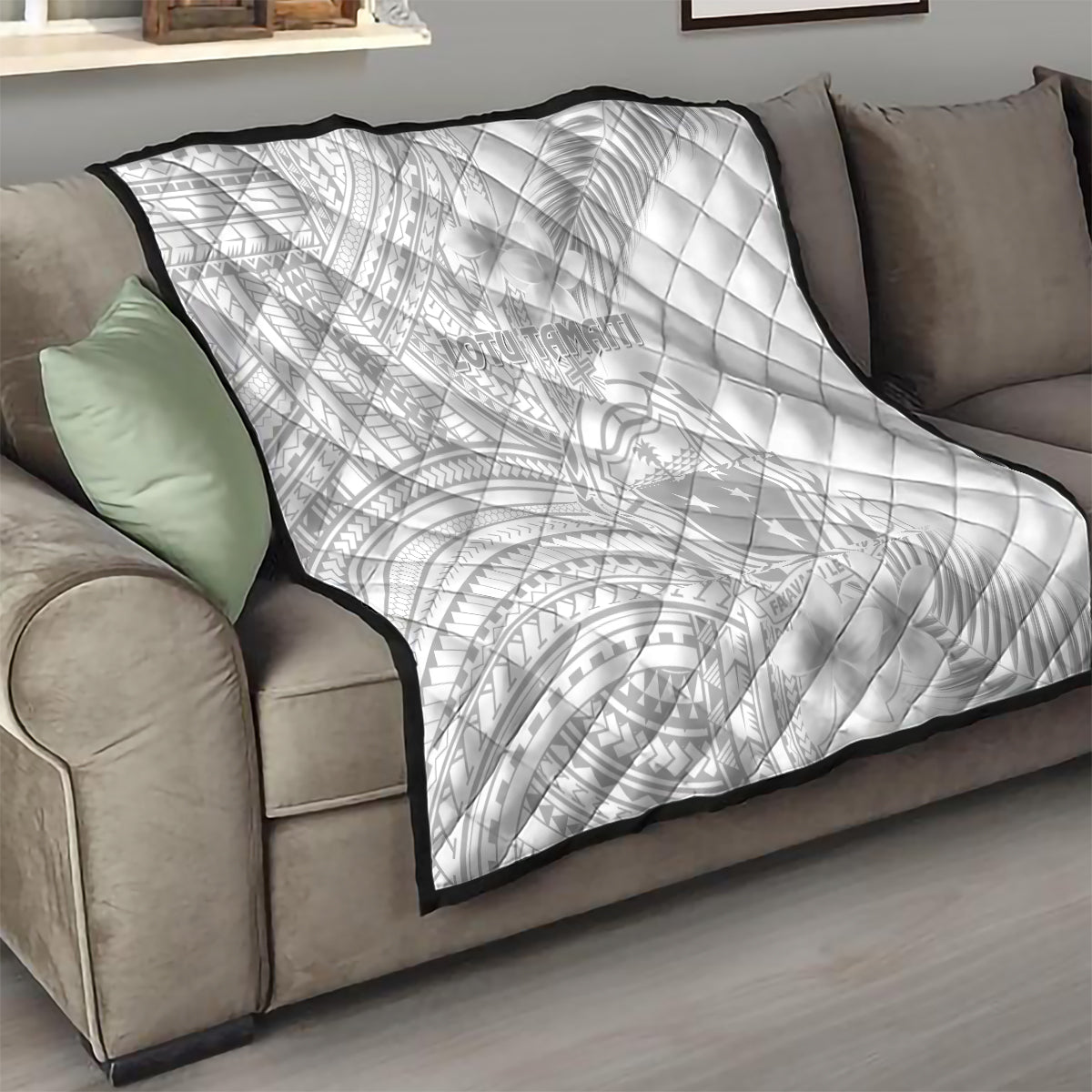 Samoa White Sunday Quilt Manuia le Aso Sa o Tamaiti Polynesian Plumeria - Wonder Print Shop