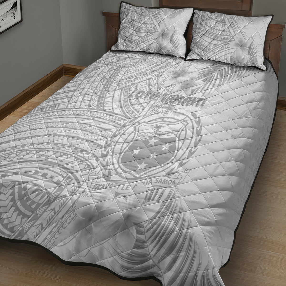Samoa White Sunday Quilt Bed Set Manuia le Aso Sa o Tamaiti Polynesian Plumeria - Wonder Print Shop