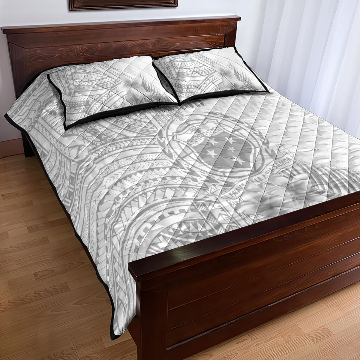 Samoa White Sunday Quilt Bed Set Manuia le Aso Sa o Tamaiti Polynesian Plumeria - Wonder Print Shop
