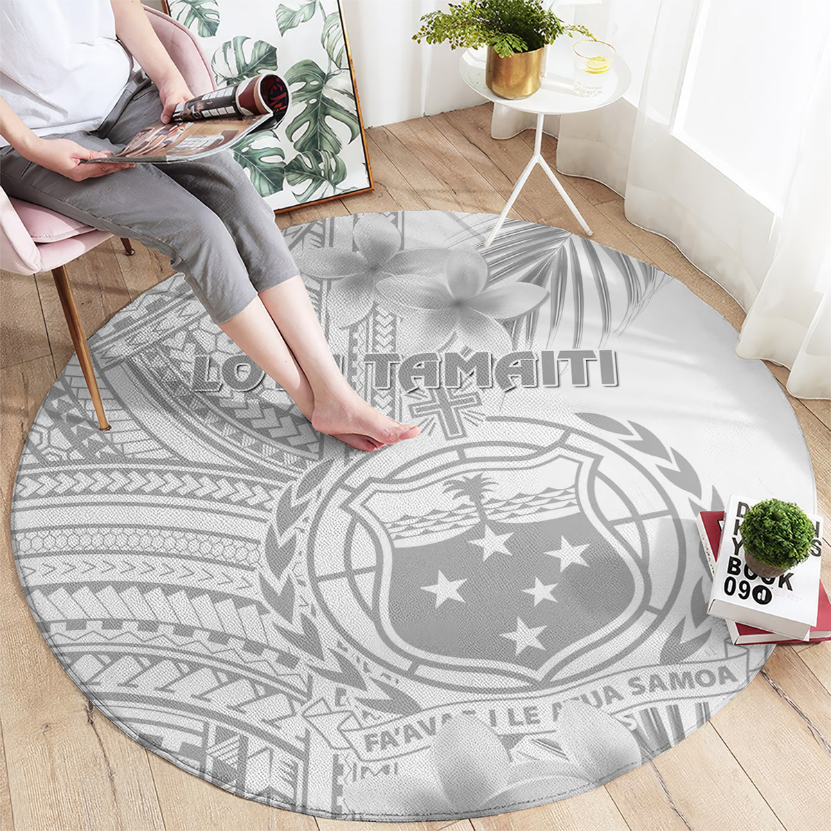 samoa-white-sunday-round-carpet-manuia-le-aso-sa-o-tamaiti-polynesian-plumeria