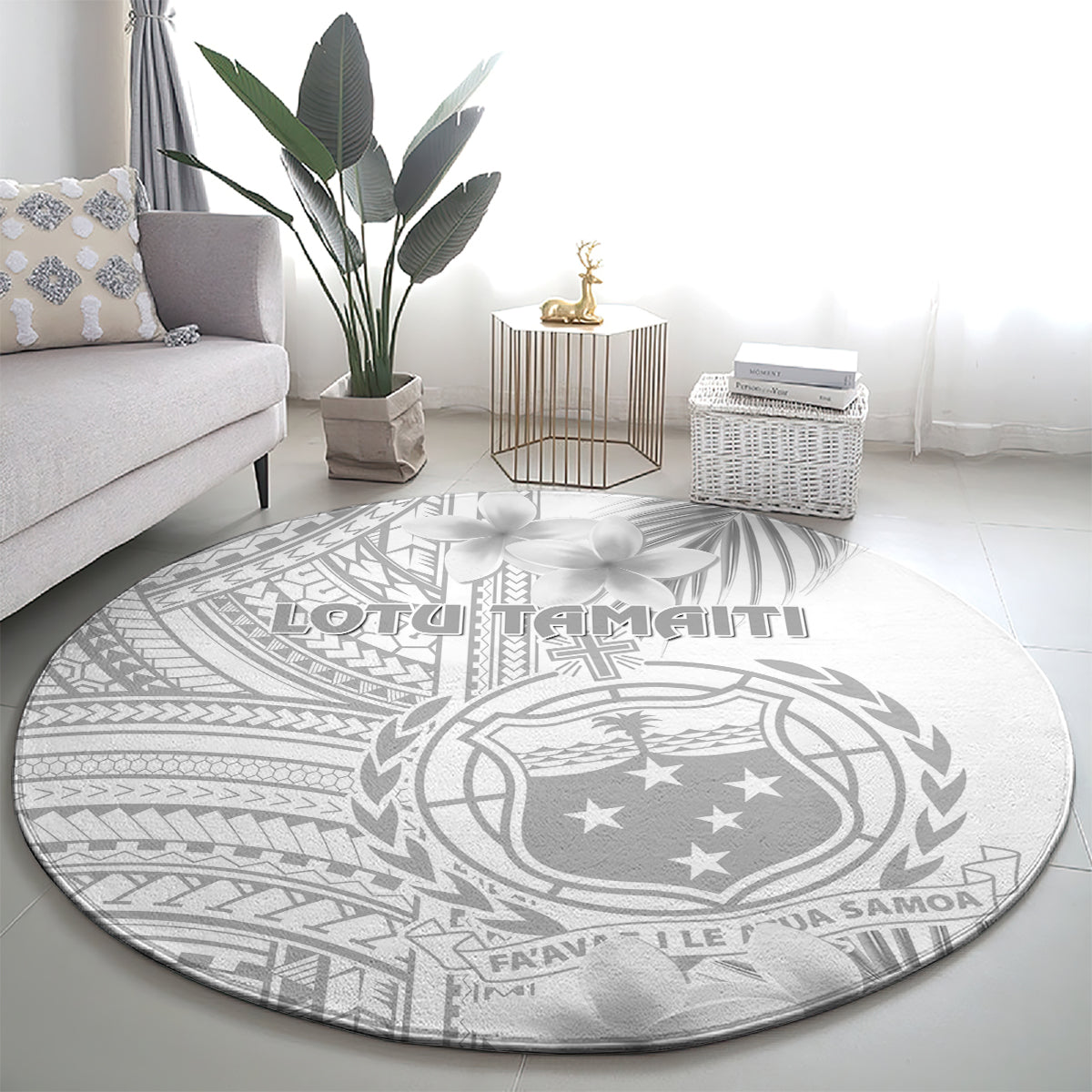 samoa-white-sunday-round-carpet-manuia-le-aso-sa-o-tamaiti-polynesian-plumeria