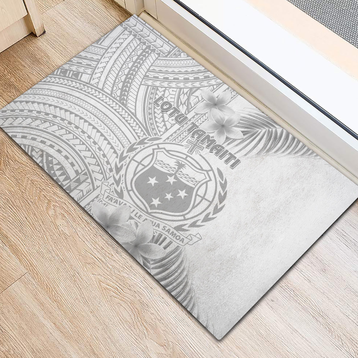 Samoa White Sunday Rubber Doormat Manuia le Aso Sa o Tamaiti Polynesian Plumeria - Wonder Print Shop
