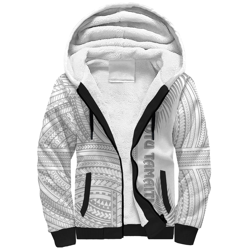 Samoa White Sunday Sherpa Hoodie Manuia le Aso Sa o Tamaiti Polynesian Plumeria - Wonder Print Shop