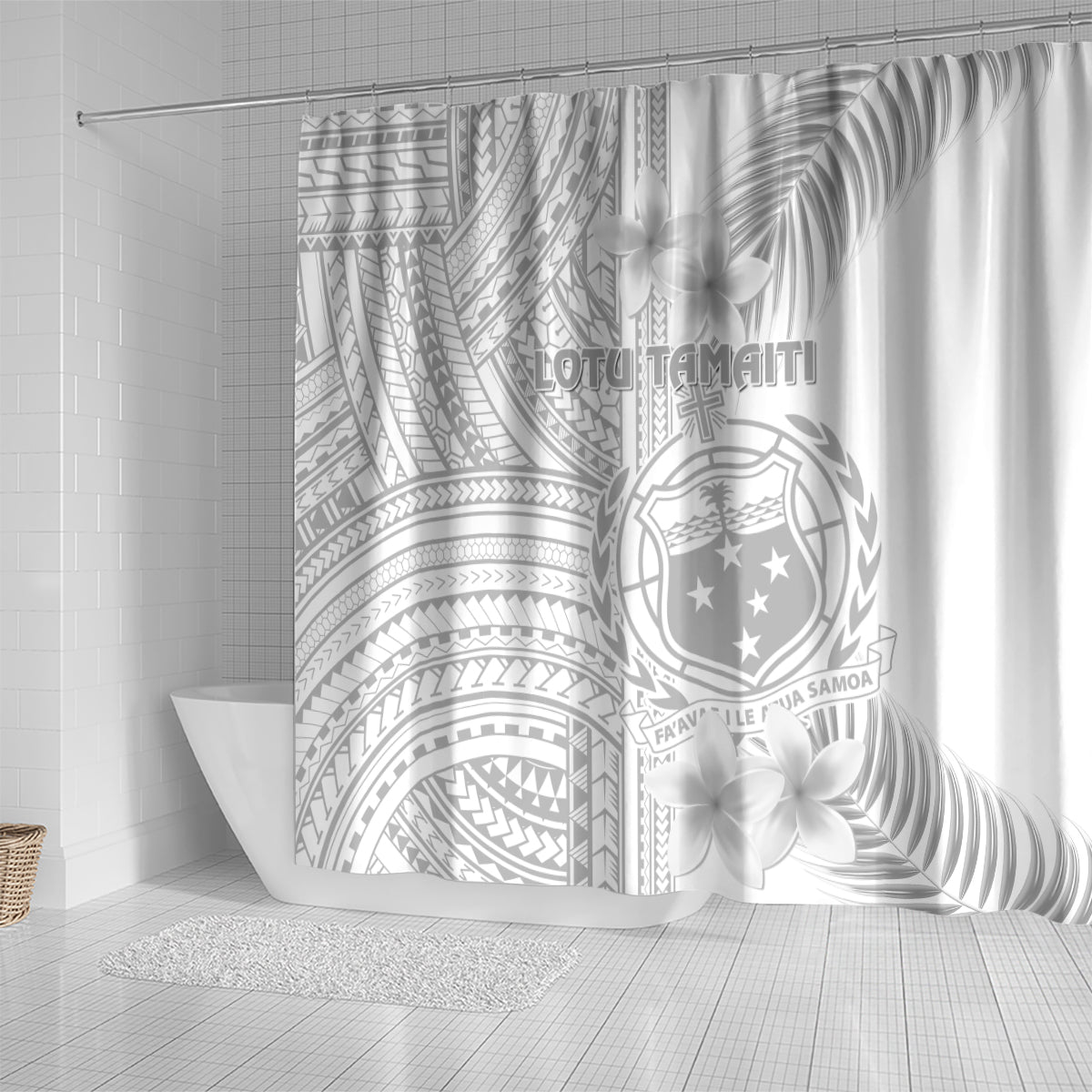 samoa-white-sunday-shower-curtain-manuia-le-aso-sa-o-tamaiti-polynesian-plumeria
