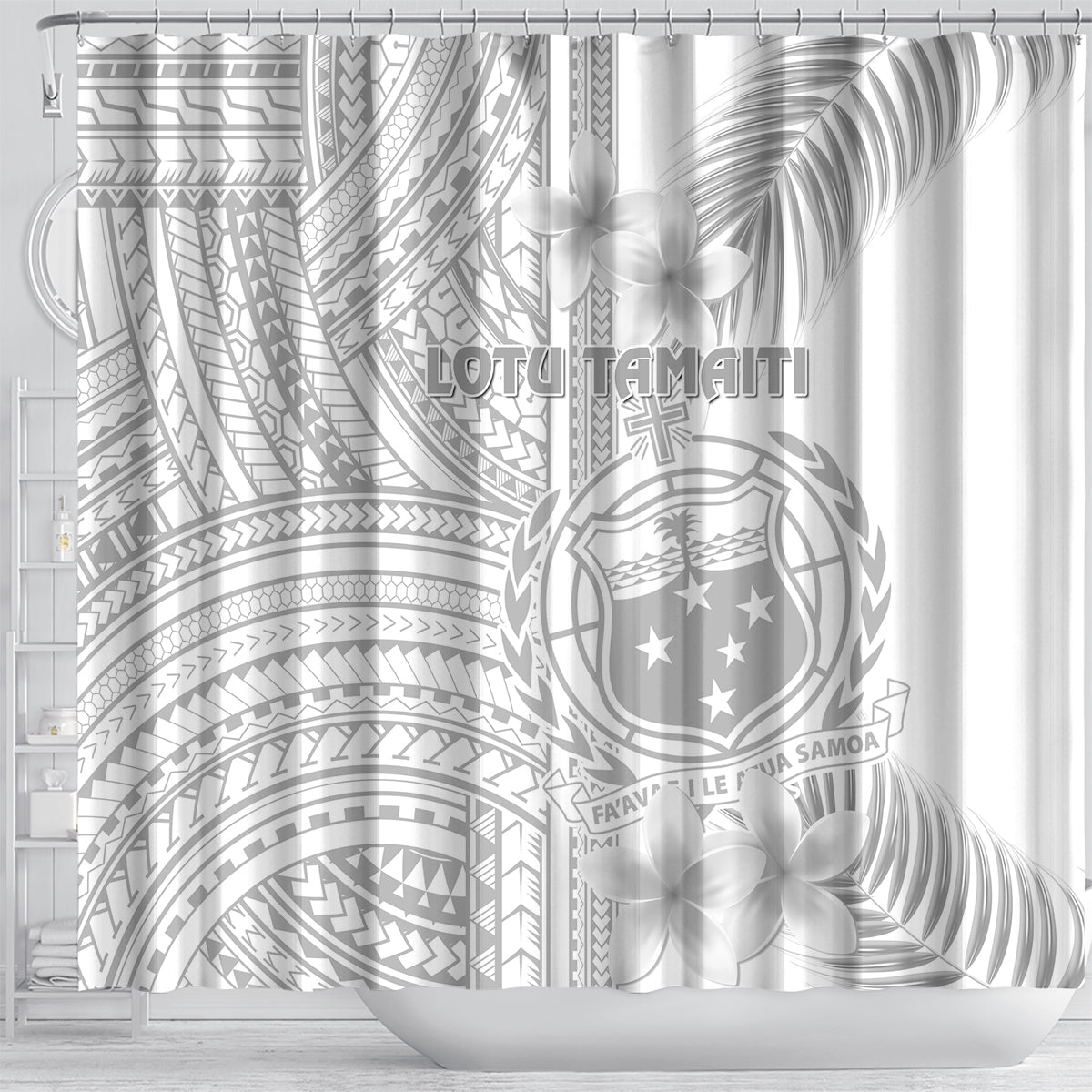 samoa-white-sunday-shower-curtain-manuia-le-aso-sa-o-tamaiti-polynesian-plumeria