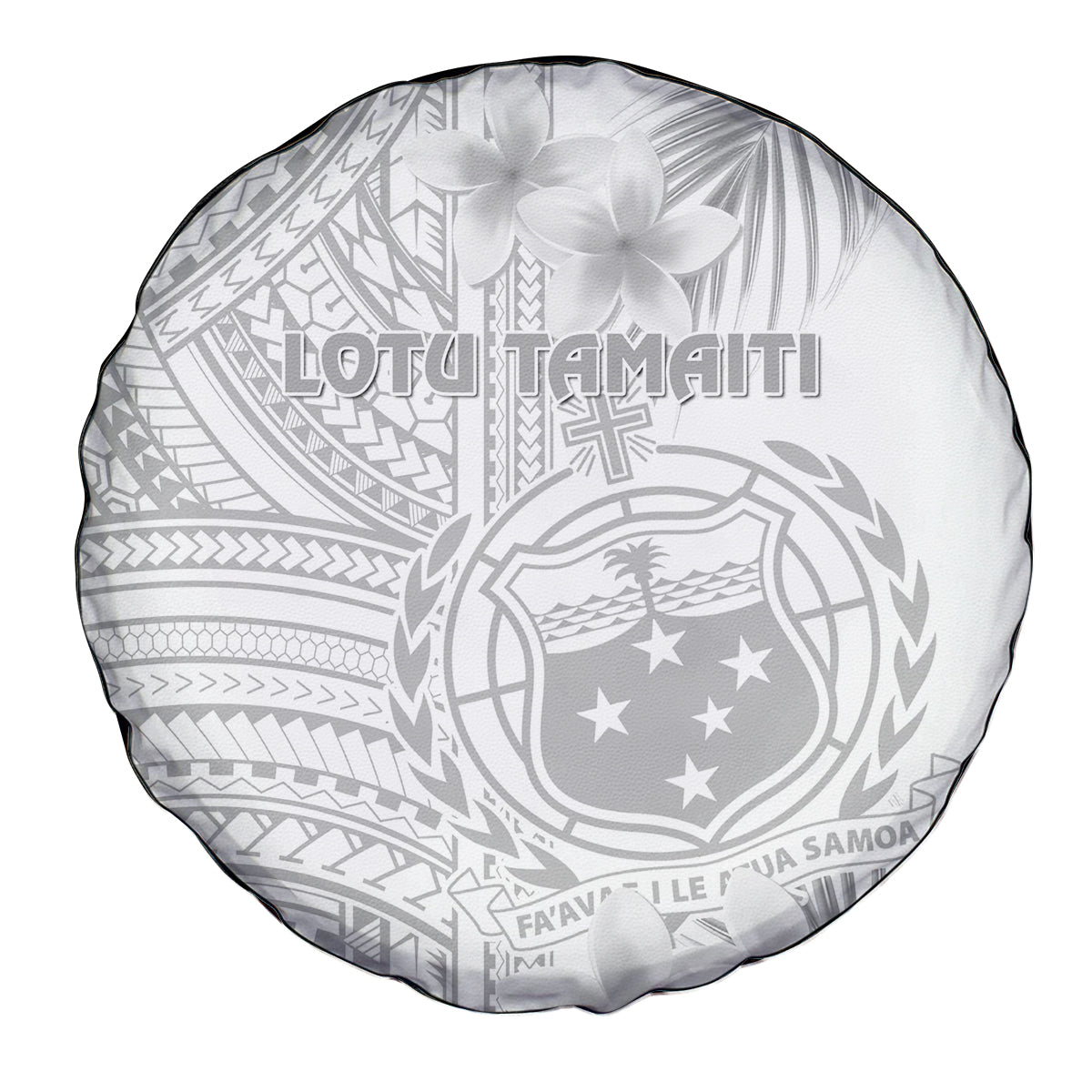 Samoa White Sunday Spare Tire Cover Manuia le Aso Sa o Tamaiti Polynesian Plumeria - Wonder Print Shop