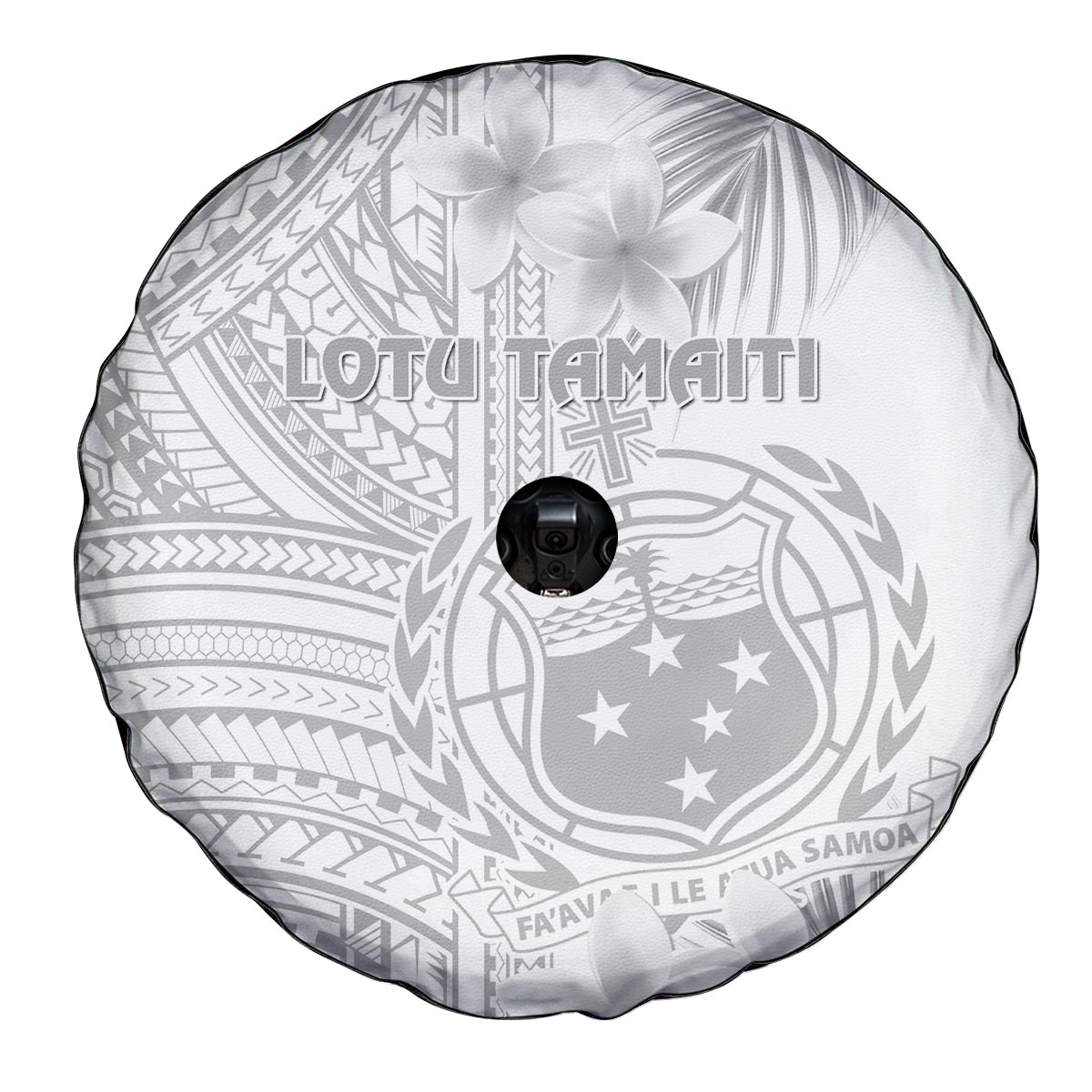 Samoa White Sunday Spare Tire Cover Manuia le Aso Sa o Tamaiti Polynesian Plumeria - Wonder Print Shop