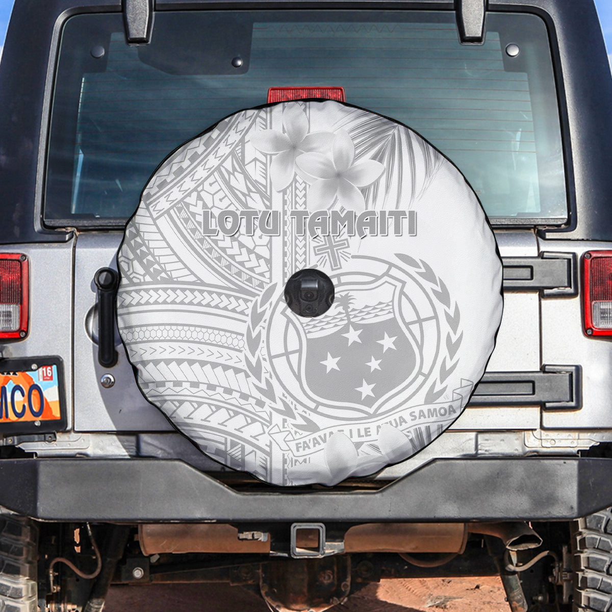 Samoa White Sunday Spare Tire Cover Manuia le Aso Sa o Tamaiti Polynesian Plumeria - Wonder Print Shop