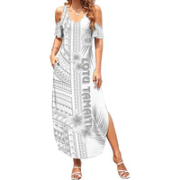 Samoa White Sunday Summer Maxi Dress Manuia le Aso Sa o Tamaiti Polynesian Plumeria - Wonder Print Shop